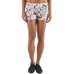 Floral Christmas Pattern  Yoga Shorts