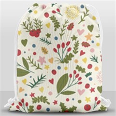 Floral Christmas Pattern  Drawstring Bag (large) by Valentinaart