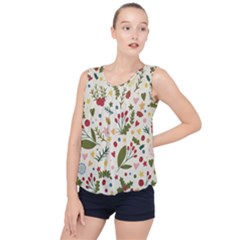 Floral Christmas Pattern  Bubble Hem Chiffon Tank Top by Valentinaart