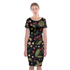 Floral Christmas Pattern  Classic Short Sleeve Midi Dress by Valentinaart