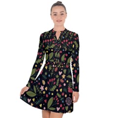 Floral Christmas Pattern  Long Sleeve Panel Dress by Valentinaart