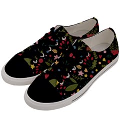 Floral Christmas Pattern  Men s Low Top Canvas Sneakers by Valentinaart