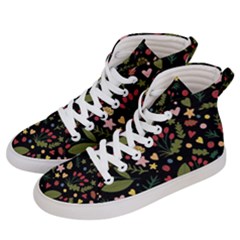 Floral Christmas Pattern  Women s Hi-top Skate Sneakers by Valentinaart