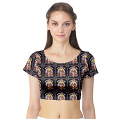 Route-66-1 Short Sleeve Crop Top by ArtworkByPatrick