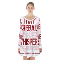 Fireball Whiskey Shirt Solid Letters 2016 Long Sleeve Velvet V-neck Dress