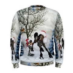 Christmas, Cute Bird With Horse Men s Sweatshirt by FantasyWorld7