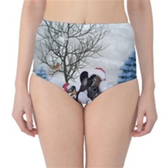 Christmas, Cute Bird With Horse Classic High-waist Bikini Bottoms by FantasyWorld7