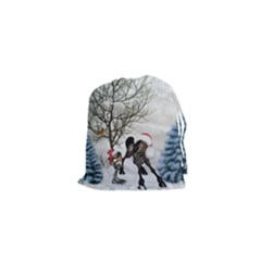 Christmas, Cute Bird With Horse Drawstring Pouch (xs) by FantasyWorld7