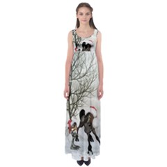 Christmas, Cute Bird With Horse Empire Waist Maxi Dress by FantasyWorld7