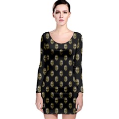 Venetian Mask Motif Pattern 1 Long Sleeve Bodycon Dress