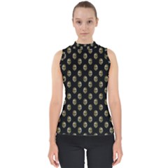 Venetian Mask Motif Pattern 1 Mock Neck Shell Top