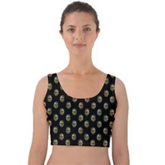 Venetian Mask Motif Pattern 1 Velvet Crop Top