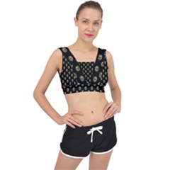 Venetian Mask Motif Pattern 1 V-back Sports Bra