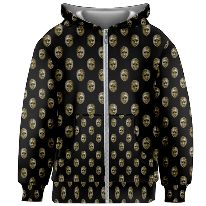 Venetian Mask Motif Pattern 1 Kids Zipper Hoodie Without Drawstring