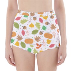 Thanksgiving Pattern High-waisted Bikini Bottoms by Valentinaart