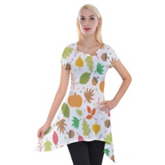 Thanksgiving Pattern Short Sleeve Side Drop Tunic by Valentinaart