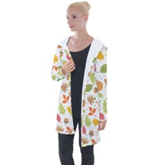 Thanksgiving Pattern Longline Hooded Cardigan