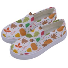 Thanksgiving Pattern Kids  Canvas Slip Ons by Valentinaart