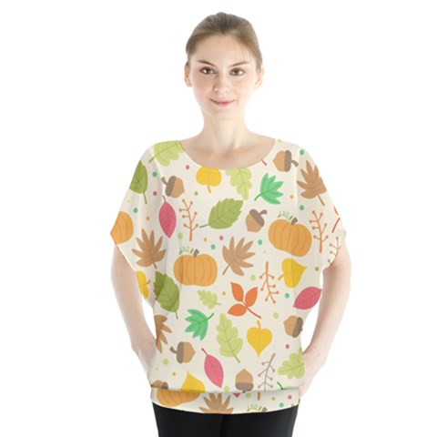 Thanksgiving Pattern Batwing Chiffon Blouse by Valentinaart