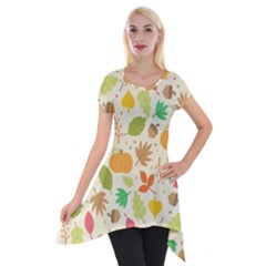 Thanksgiving Pattern Short Sleeve Side Drop Tunic by Valentinaart