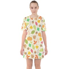 Thanksgiving Pattern Sixties Short Sleeve Mini Dress by Valentinaart