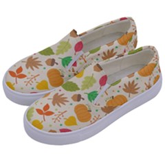 Thanksgiving Pattern Kids  Canvas Slip Ons by Valentinaart