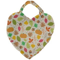 Thanksgiving Pattern Giant Heart Shaped Tote