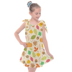 Thanksgiving Pattern Kids  Tie Up Tunic Dress by Valentinaart