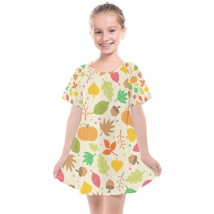 Thanksgiving pattern Kids  Smock Dress