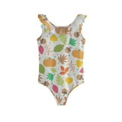 Thanksgiving Pattern Kids  Frill Swimsuit