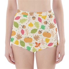 Thanksgiving Pattern High-waisted Bikini Bottoms by Valentinaart