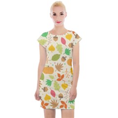 Thanksgiving Pattern Cap Sleeve Bodycon Dress