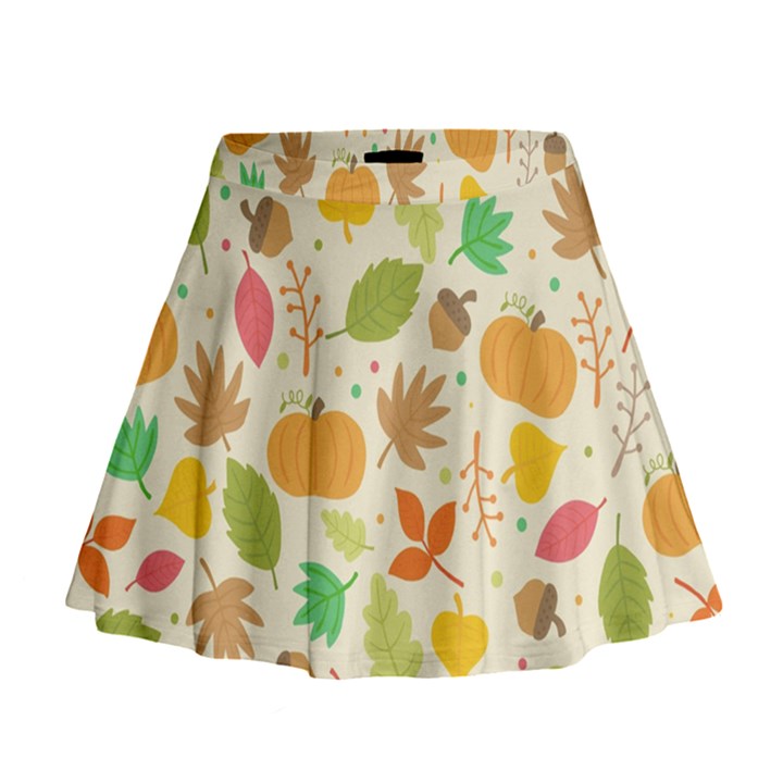 Thanksgiving pattern Mini Flare Skirt