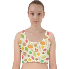 Thanksgiving Pattern Velvet Racer Back Crop Top