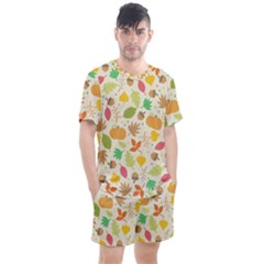 Thanksgiving Pattern Men s Mesh Tee And Shorts Set