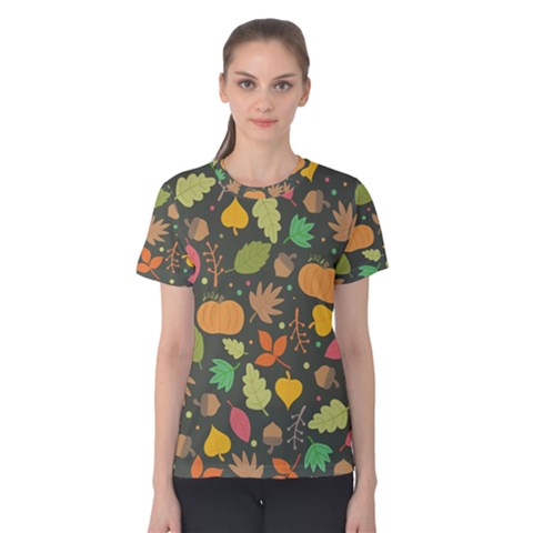 Thanksgiving Pattern Women s Cotton Tee by Valentinaart