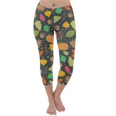 Thanksgiving pattern Capri Winter Leggings 