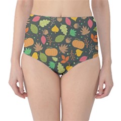 Thanksgiving pattern Classic High-Waist Bikini Bottoms