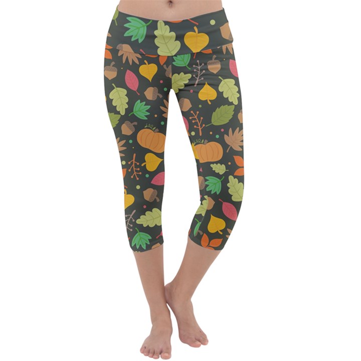 Thanksgiving pattern Capri Yoga Leggings