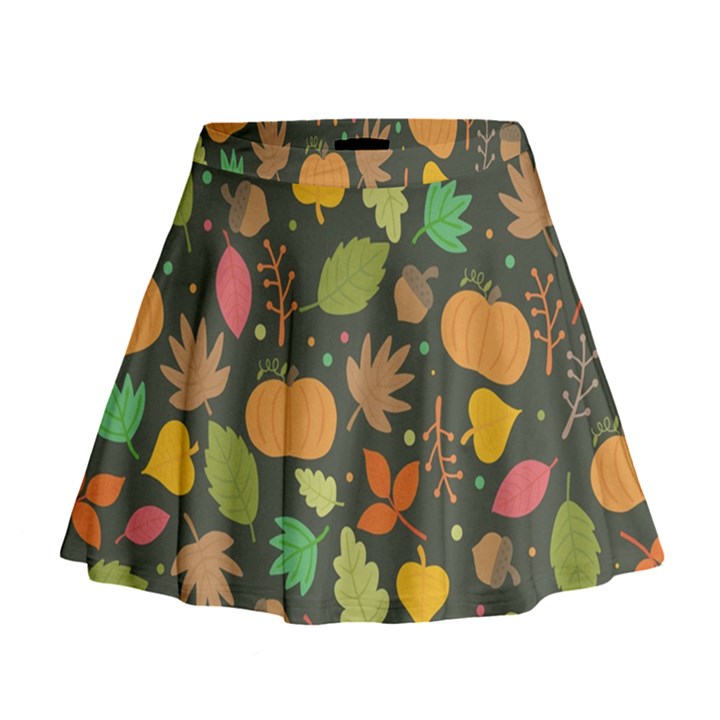 Thanksgiving pattern Mini Flare Skirt