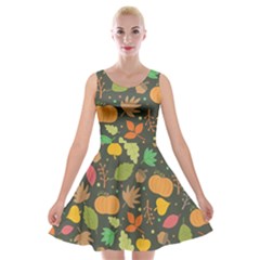 Thanksgiving pattern Velvet Skater Dress