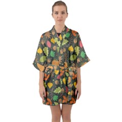 Thanksgiving pattern Quarter Sleeve Kimono Robe