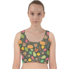 Thanksgiving pattern Velvet Racer Back Crop Top