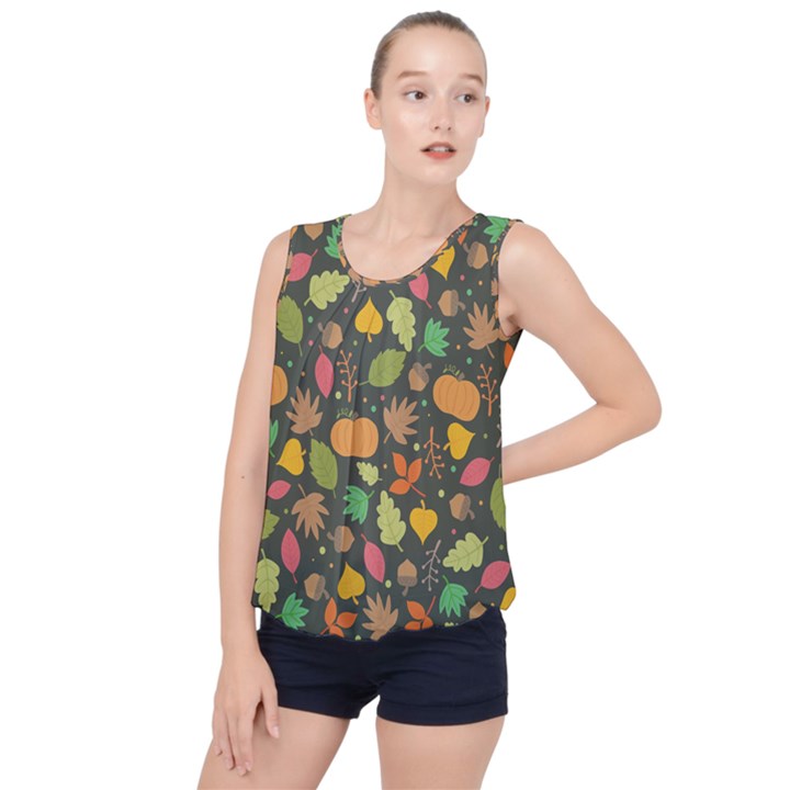 Thanksgiving pattern Bubble Hem Chiffon Tank Top