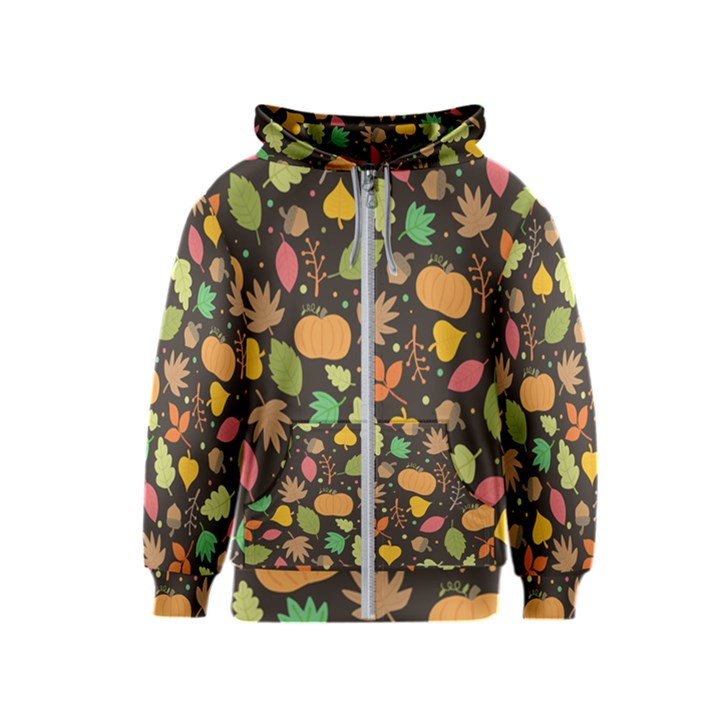 Thanksgiving pattern Kids  Zipper Hoodie