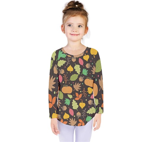 Thanksgiving Pattern Kids  Long Sleeve Tee by Valentinaart