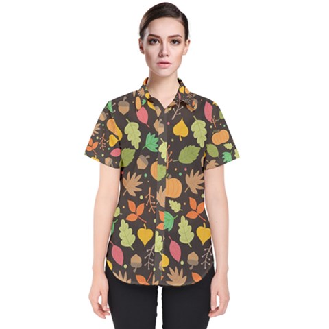 Thanksgiving Pattern Women s Short Sleeve Shirt by Valentinaart