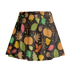 Thanksgiving Pattern Mini Flare Skirt by Valentinaart