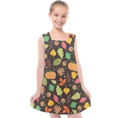 Thanksgiving Pattern Kids  Cross Back Dress