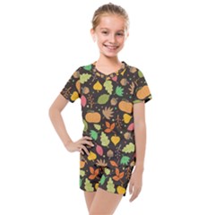 Thanksgiving Pattern Kids  Mesh Tee And Shorts Set